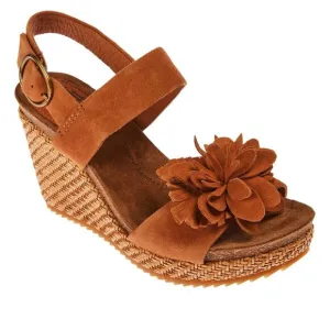 Söfft Women's Cali Hand-Cut Flower Blossom Comfort Wedge Sandals Size 10 Ginger
