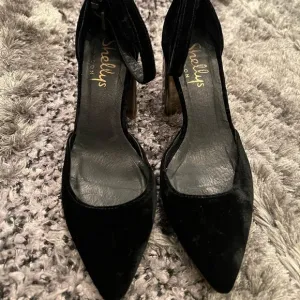 Shellys London Black Suede Strap Closed Toe Platform Shoes