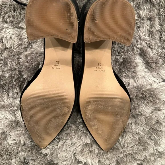 Shellys London Black Suede Strap Closed Toe Platform Shoes