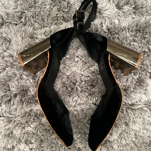 Shellys London Black Suede Strap Closed Toe Platform Shoes