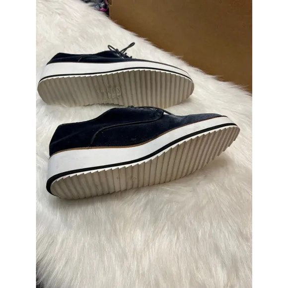 Shellys London Blue Velvet Fountain Platform Shoes Women Size 9.5/40