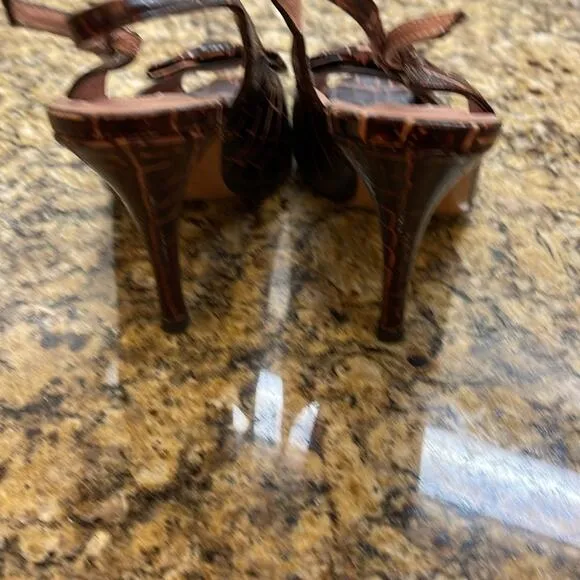 Shoes Heels Charles David brown croc pattern size 8 4” heel strap heel.