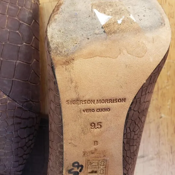 Sigerson Morrison Brown Gavin Croc Embossed Boots