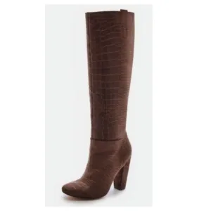 Sigerson Morrison Brown Gavin Croc Embossed Boots