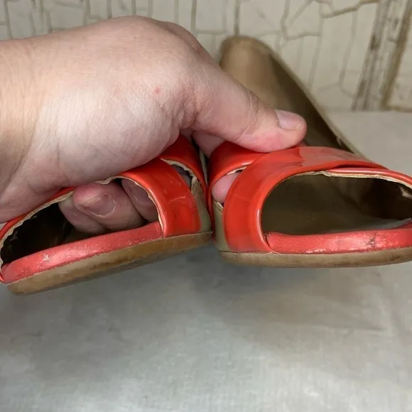 Size 37/6.5 Anyi Lu Daphne Wedge, Papaya Patents and Calf | Color: Brown