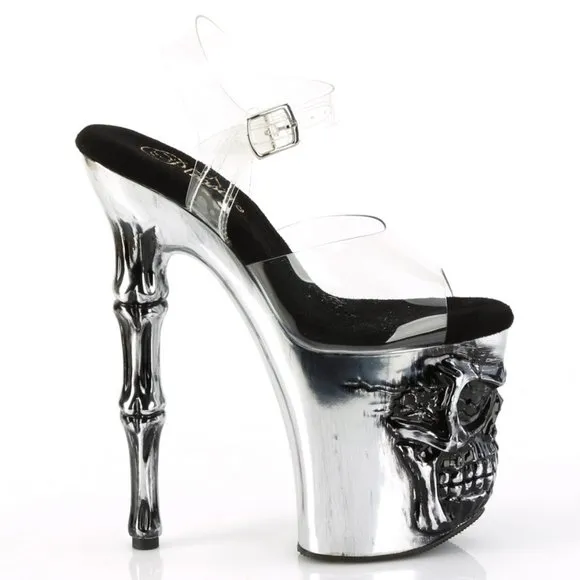 Skull Platform Clear High Heel Shoes