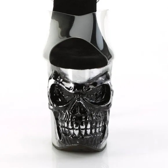 Skull Platform Clear High Heel Shoes