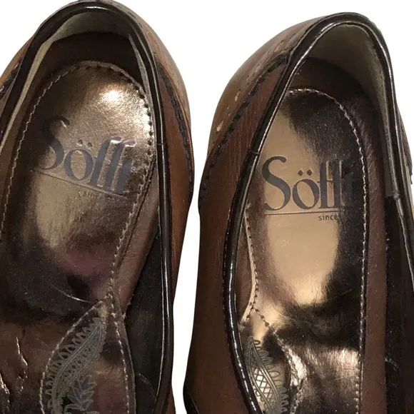 Sofft Fiona Leather Mary Jane Pump Winged Tooth Padded Insoles Tabacco Heels 8.5