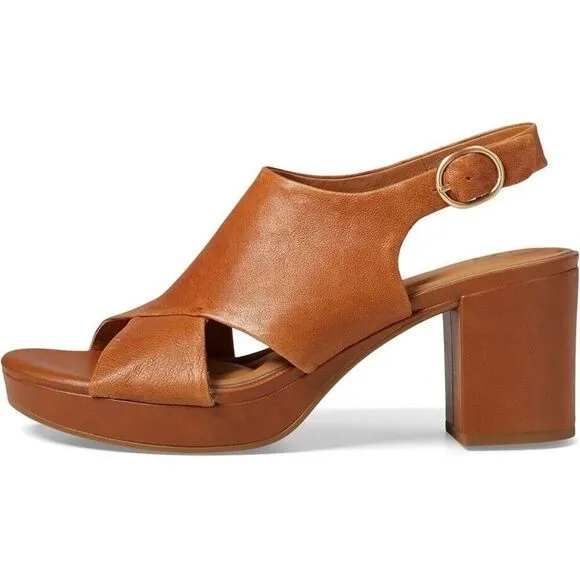 Sofft Liv SF0098700 Sandals Women's US 8 Luggage Tan Leather Block Heel KHD118