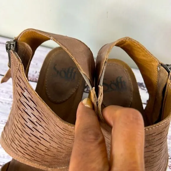 Sofft Milan Block Heeled Leather Sandals size 9.5