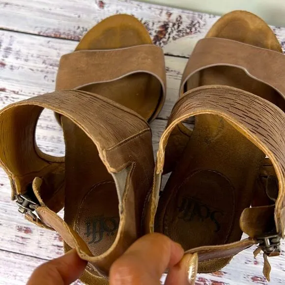 Sofft Milan Block Heeled Leather Sandals size 9.5