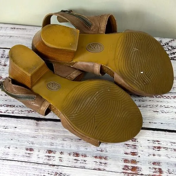 Sofft Milan Block Heeled Leather Sandals size 9.5