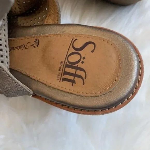 Sofft Milly Metallic Perforated Leather Heeled Sandals Sz 6