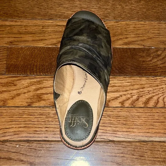 Sofft Neetta Platino Slide Sandals Olive Camo Leather Upper Women’s Size 7:5