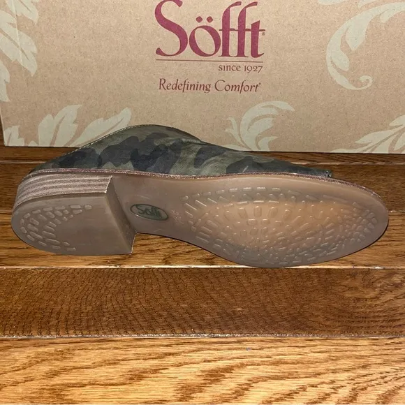 Sofft Neetta Platino Slide Sandals Olive Camo Leather Upper Women’s Size 7:5