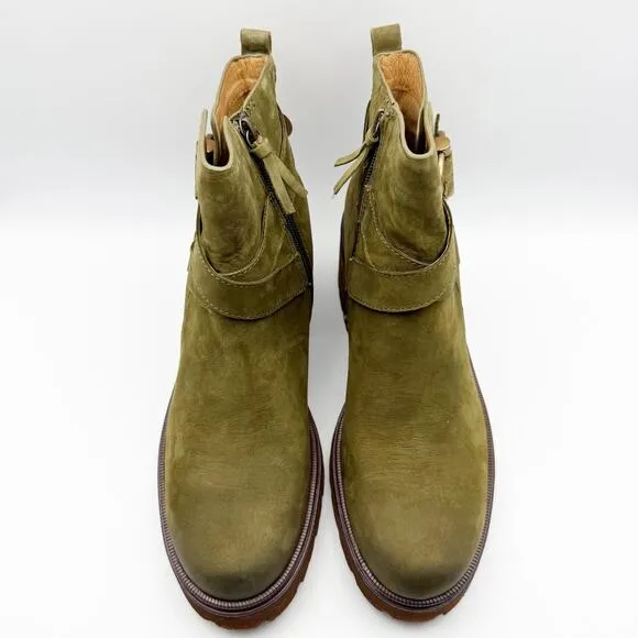 Sofft Womens Jenine Boots Size US 11 EU 43 Green Leather Block Heel Ankle NIB