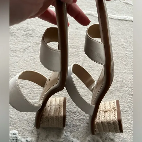Sole Society “Lunespa” strappy 2.25” espadrille detail block heel sandals