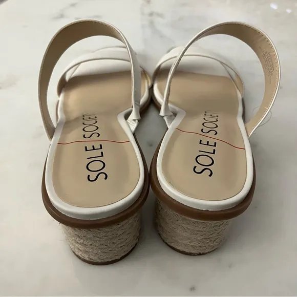 Sole Society “Lunespa” strappy 2.25” espadrille detail block heel sandals