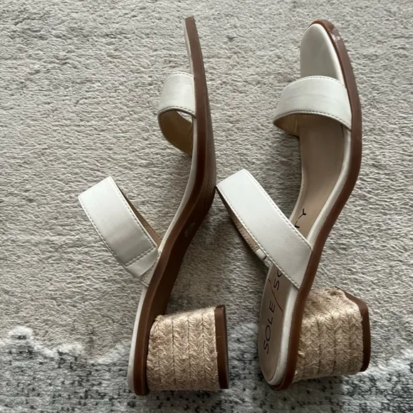 Sole Society “Lunespa” strappy 2.25” espadrille detail block heel sandals
