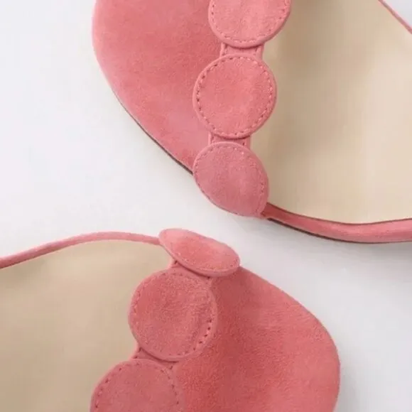 Sole Society Shea Pink Suede Circle Strap Block Heel Sandals