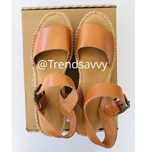 Soludos Leather Platform Sandal Strappy Ankle Buckle Heel Shoes Size 10 NWT