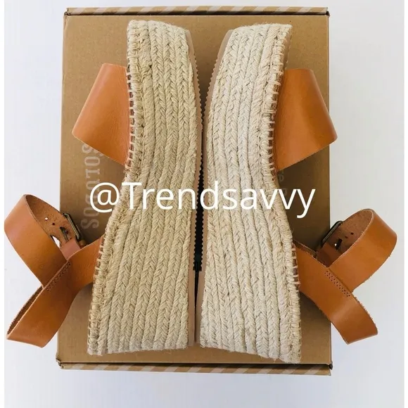 Soludos Leather Platform Sandal Strappy Ankle Buckle Heel Shoes Size 10 NWT
