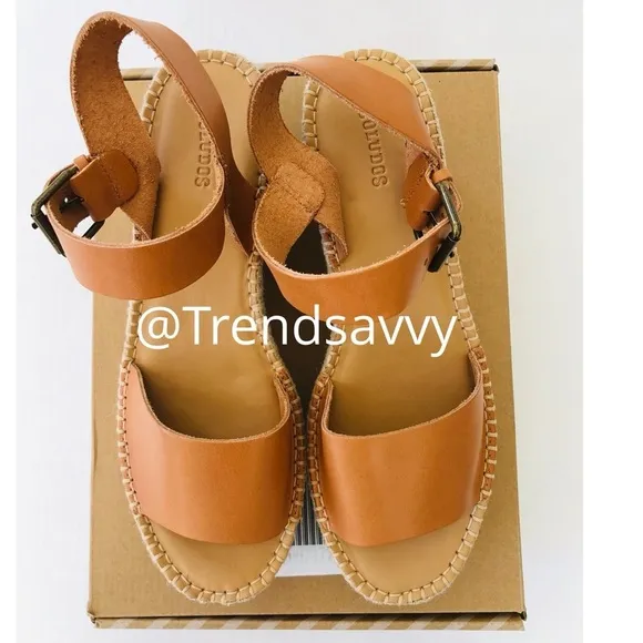 Soludos Leather Platform Sandal Strappy Ankle Buckle Heel Shoes Size 10 NWT