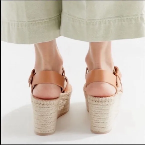 Soludos Leather Platform Sandal Strappy Ankle Buckle Heel Shoes Size 10 NWT