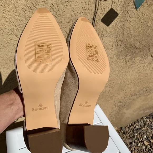 Soludos nude suede block heel sandals size 11