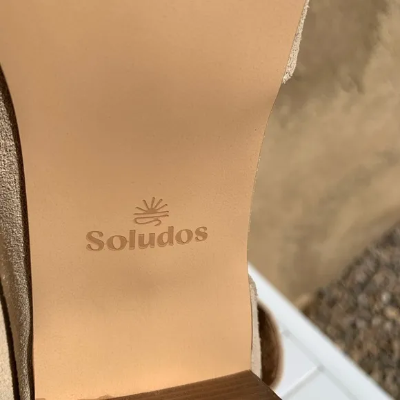Soludos nude suede block heel sandals size 11