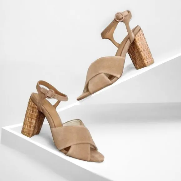 Soludos Olivia Suede Block Heel Sandals in Desert