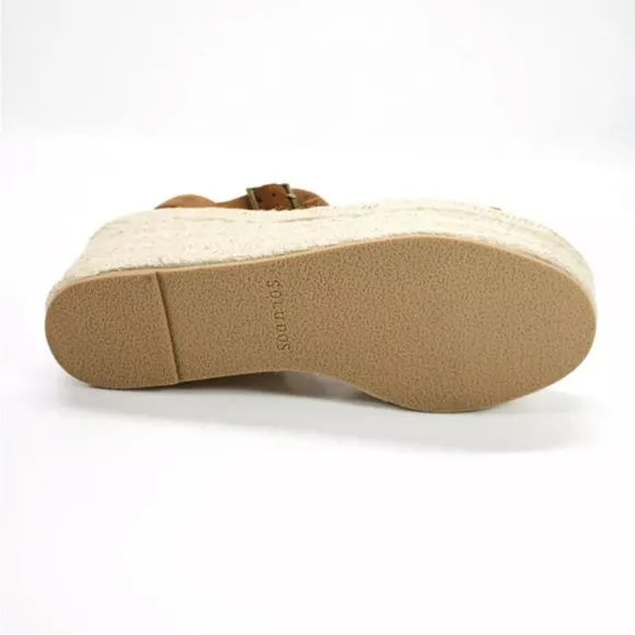 Soludos Platform Wedge Sandals Espadrilles Brown Suede NEW with box - “como”