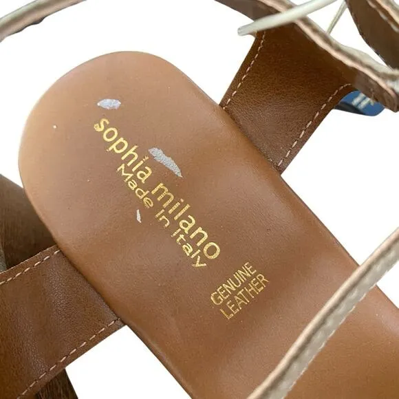 Sophia Milano Made Italy Tan Suede Block Heel Sandals size 8 NWTs