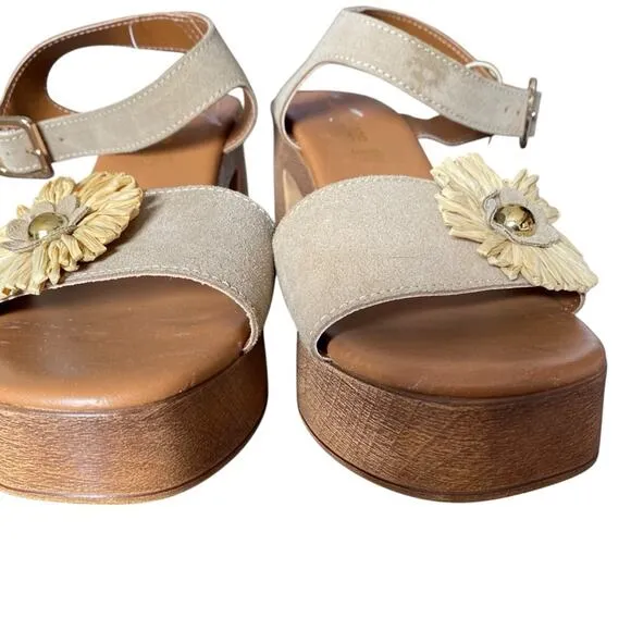 Sophia Milano Made Italy Tan Suede Block Heel Sandals size 8 NWTs