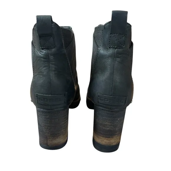 Sorel Addington Chelsea Block Heels Ankle Boots In Black Women’s Size 9