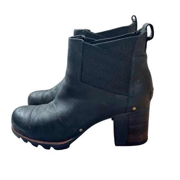 Sorel Addington Chelsea Block Heels Ankle Boots In Black Women’s Size 9