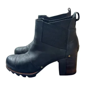 Sorel Addington Chelsea Block Heels Ankle Boots In Black Women’s Size 9