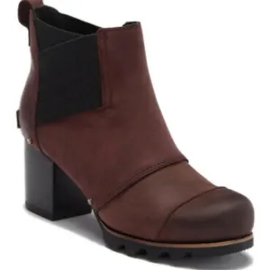 Sorel Addington Chelsea Suede Block Heel Redwood Brown/Burgandy Size 8.5