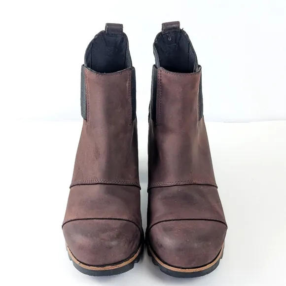 Sorel Addington Chelsea Suede Block Heel Redwood Brown/Burgandy Size 8.5