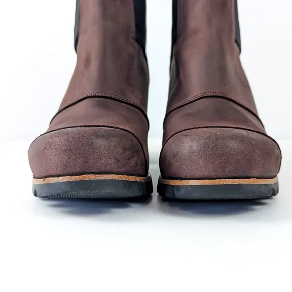 Sorel Addington Chelsea Suede Block Heel Redwood Brown/Burgandy Size 8.5