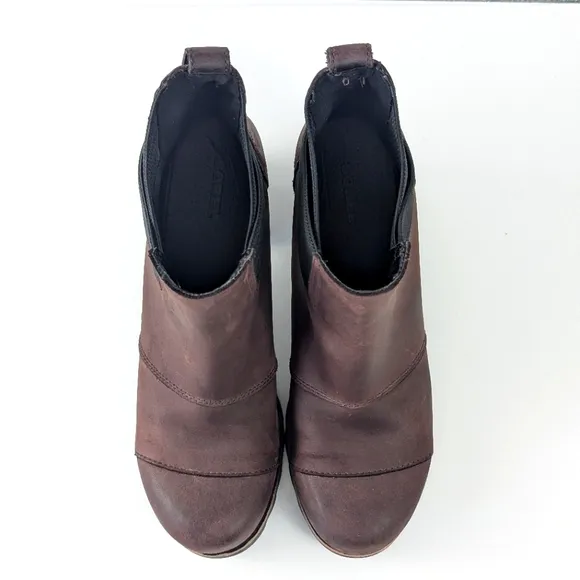 Sorel Addington Chelsea Suede Block Heel Redwood Brown/Burgandy Size 8.5