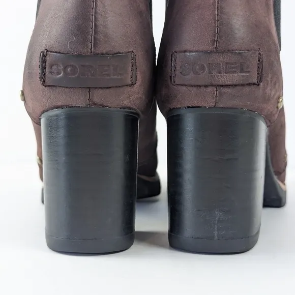 Sorel Addington Chelsea Suede Block Heel Redwood Brown/Burgandy Size 8.5