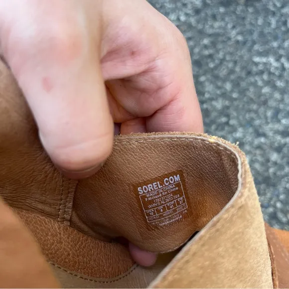 SOREL After Hours Camel Brown Leather Wedge Strappy Sandals Size 10