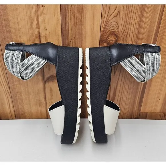 Sorel Cameron Flatform Black Cream Women's Ankle Strap Sandals Size 9