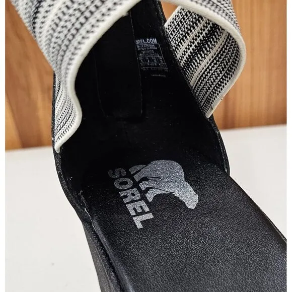 Sorel Cameron Flatform Black Cream Women's Ankle Strap Sandals Size 9