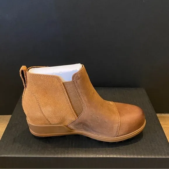 Sorel Evie Tan Lug Sole Wedge Ankle Pull on Bootie Boots Shoes Heels Pumps 6.5