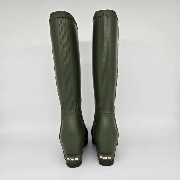 Sorel Joan of Arctic Wedge Moss Green Tall Women's Rain Boots Shoes Size 7