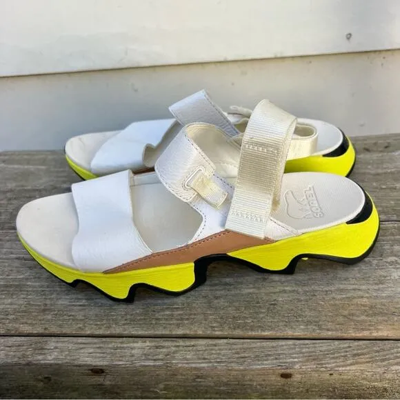 Sorel KINETIC IMPACT II SLING LOW SANDALS white neon highlighter yellow 9.5