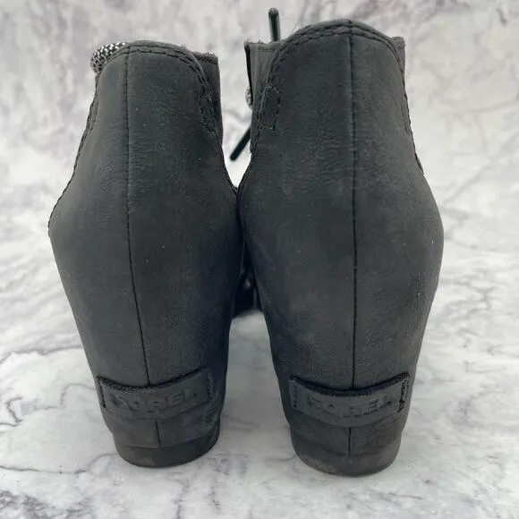Sorel, Leather Wedge Bootie Sandals. Size 9. 3&quot; Heels. Excellent condition!