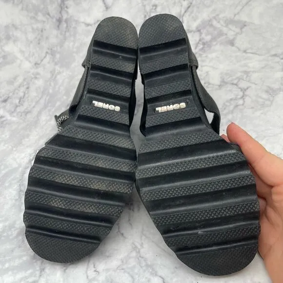 Sorel, Leather Wedge Bootie Sandals. Size 9. 3&quot; Heels. Excellent condition!